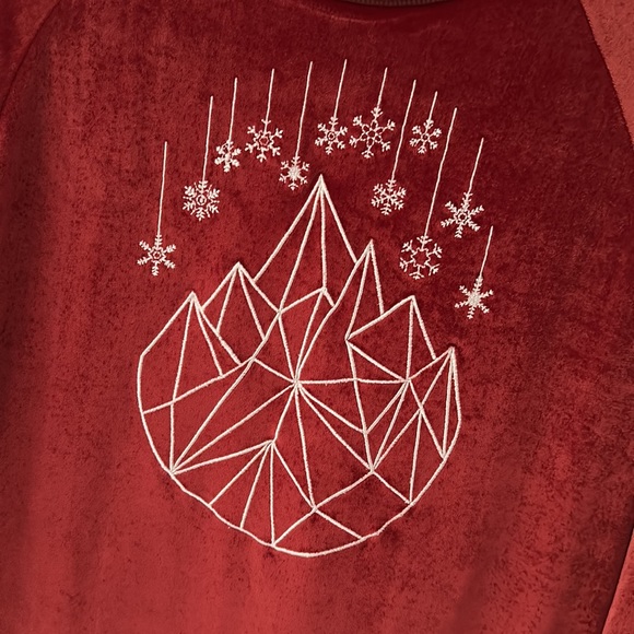 Rags to Raches red velour snowflake geostar sweatshirt adult size small women’s - Picture 2 of 7